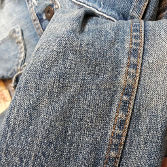 Levis XS Stitch Customized Distressed Jean Denim Jacket - Picture 16 of 17
